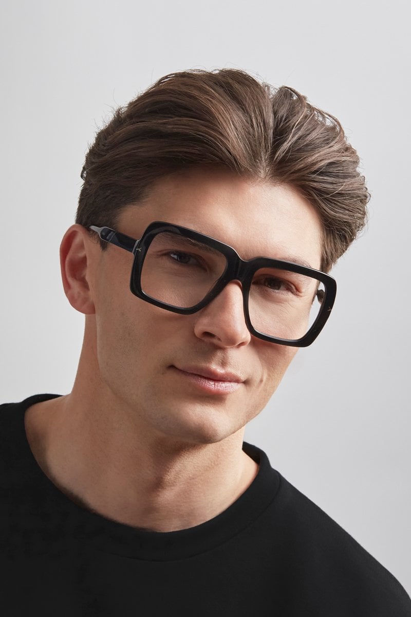 Translucent Gray Hipster Acetate Square Eyeglasses - Hardy